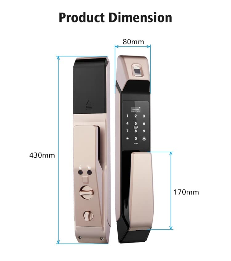 Fingerprint Keyless Smart Door Lock with Doorbell (Auto Lock, Card & Password)