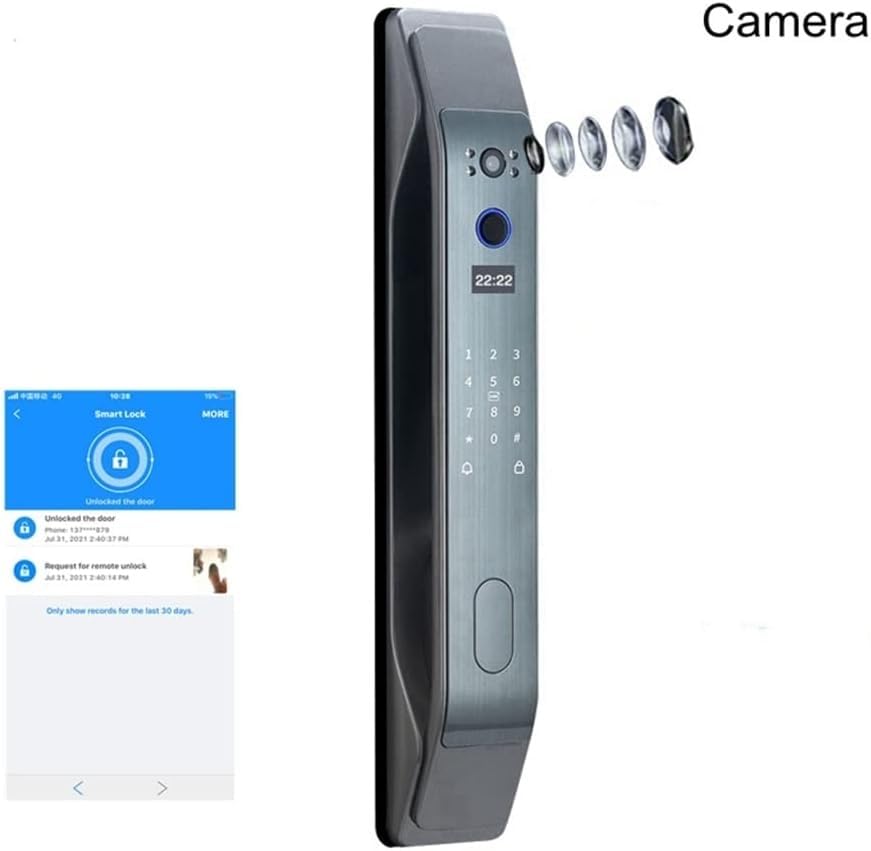App Remote Fingerprint Smart Door Lock (IC Card & Password Unlock, USB Emergency Power)