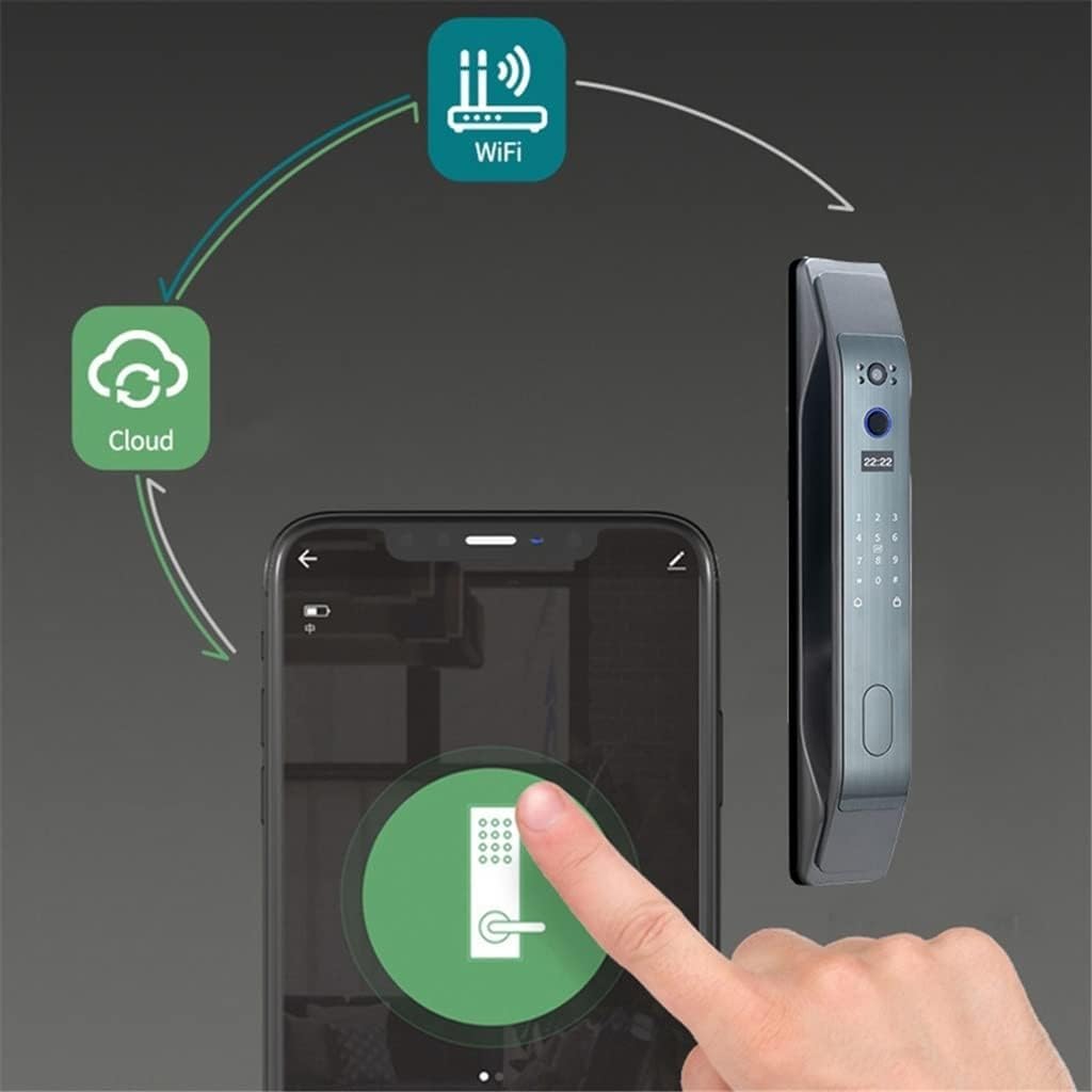 App Remote Fingerprint Smart Door Lock (IC Card & Password Unlock, USB Emergency Power)