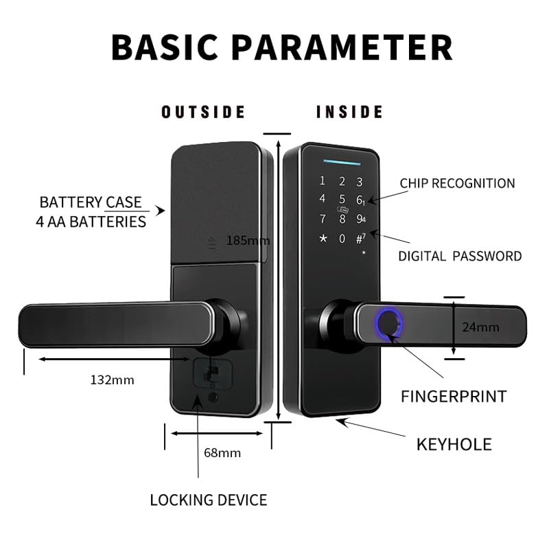 Smart Door Lock App Remote Unlocking Keyless Electronic Biometric Fingerprint Home