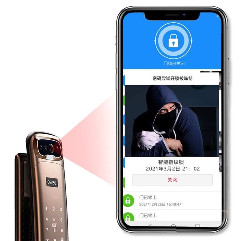 3D Fingerprint Recognition Smart Door Lock (App + IC Card + Password)