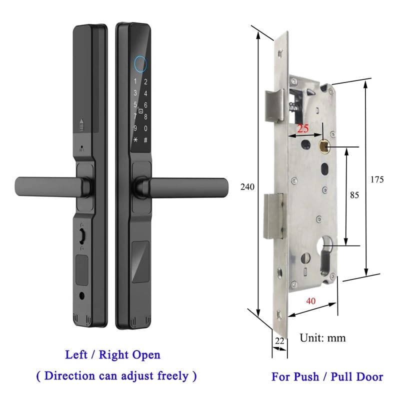 Tuya App Waterproof Fingerprint Push-Pull Smart Door Lock