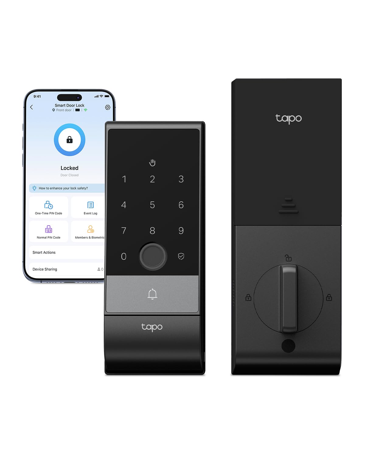 WiFi Palm & Fingerprint Smart Deadbolt Lock (Tapo App Control, Auto-Lock)