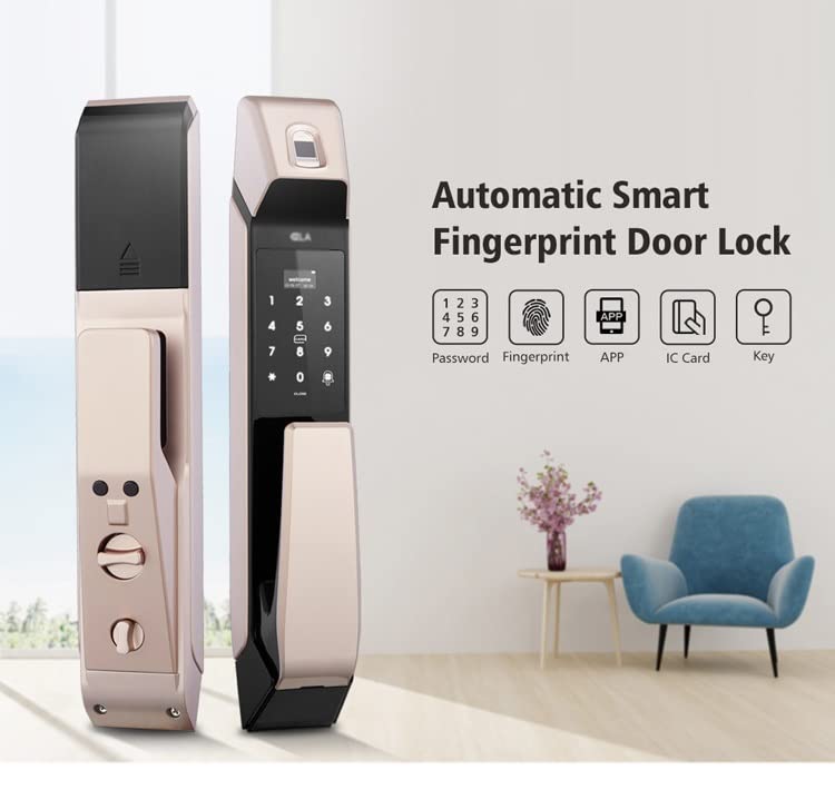 Fingerprint Keyless Smart Door Lock with Doorbell (Auto Lock, Card & Password)