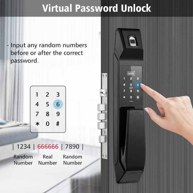 Fingerprint Keyless Smart Door Lock with Doorbell (Auto Lock, Card & Password)