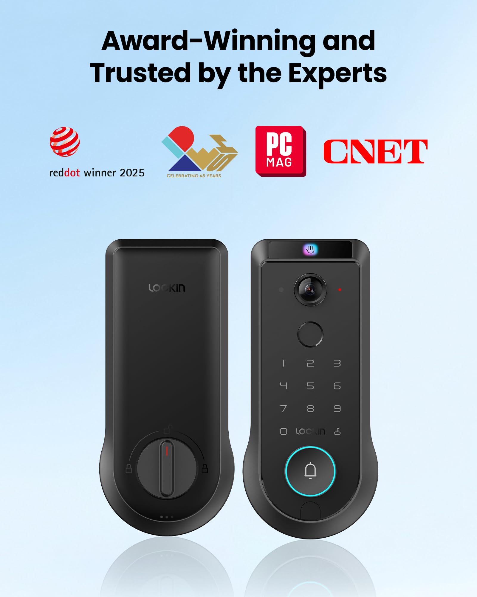 Palm Vein & Fingerprint Smart Deadbolt Lock (WiFi App Control + Doorbell)