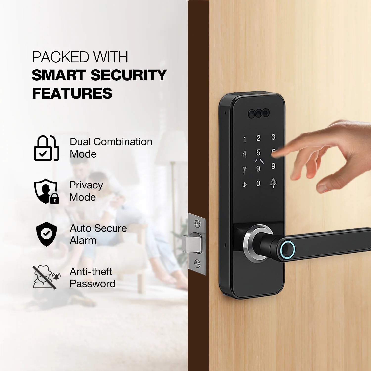 3D Face Recognition Smart Door Lock with Camera, Keyless Entry Fingerprint Passcode App Control, Auto-Lock Deadbolt