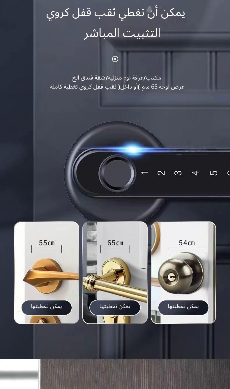 Smart Digital Door Lock, Fingerprint Recognition, Keyless Entry, Black