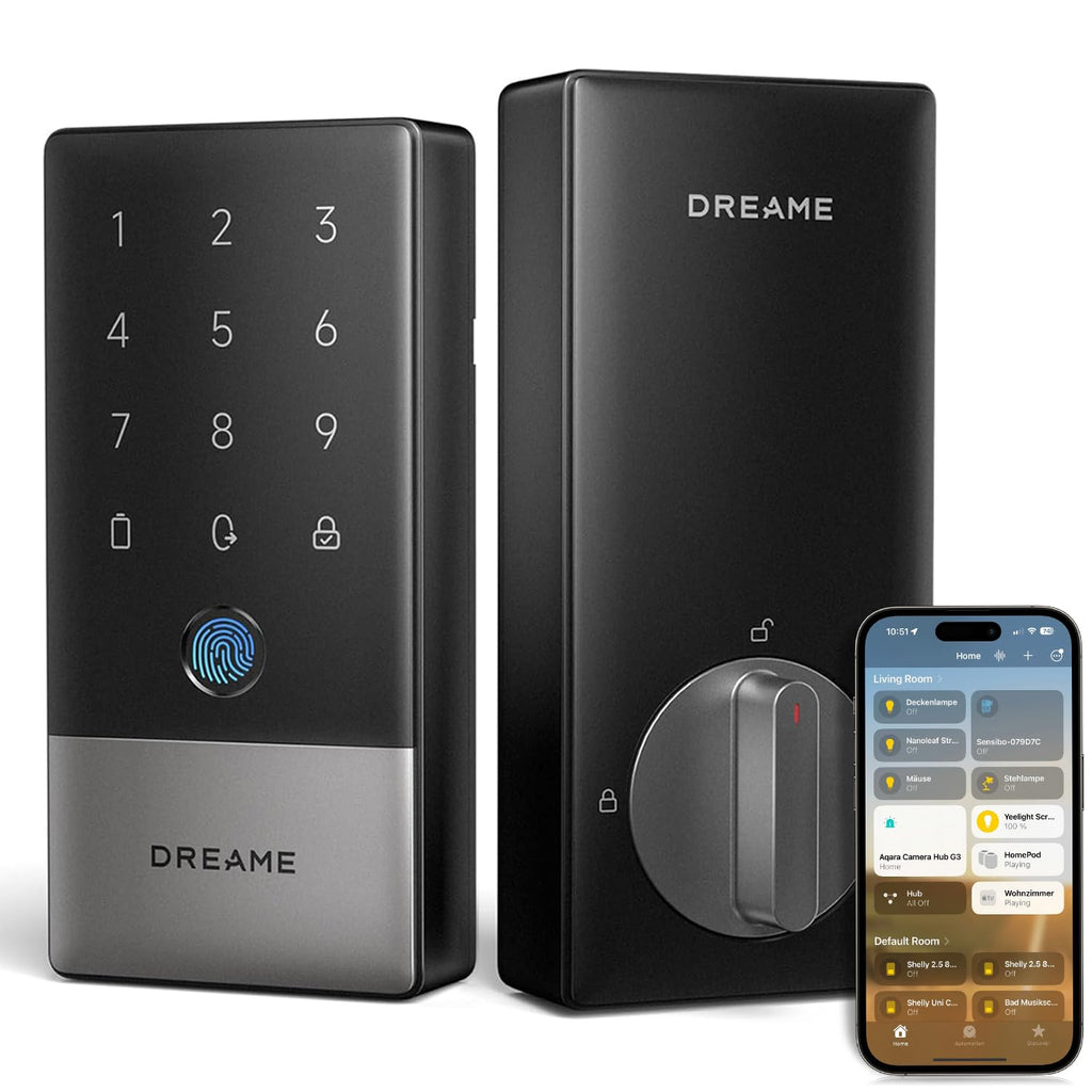 Smart Fingerprint Deadbolt Lock, WiFi Keyless Entry, App Control, Apple Home Alexa Google Compatible, Auto Unlock