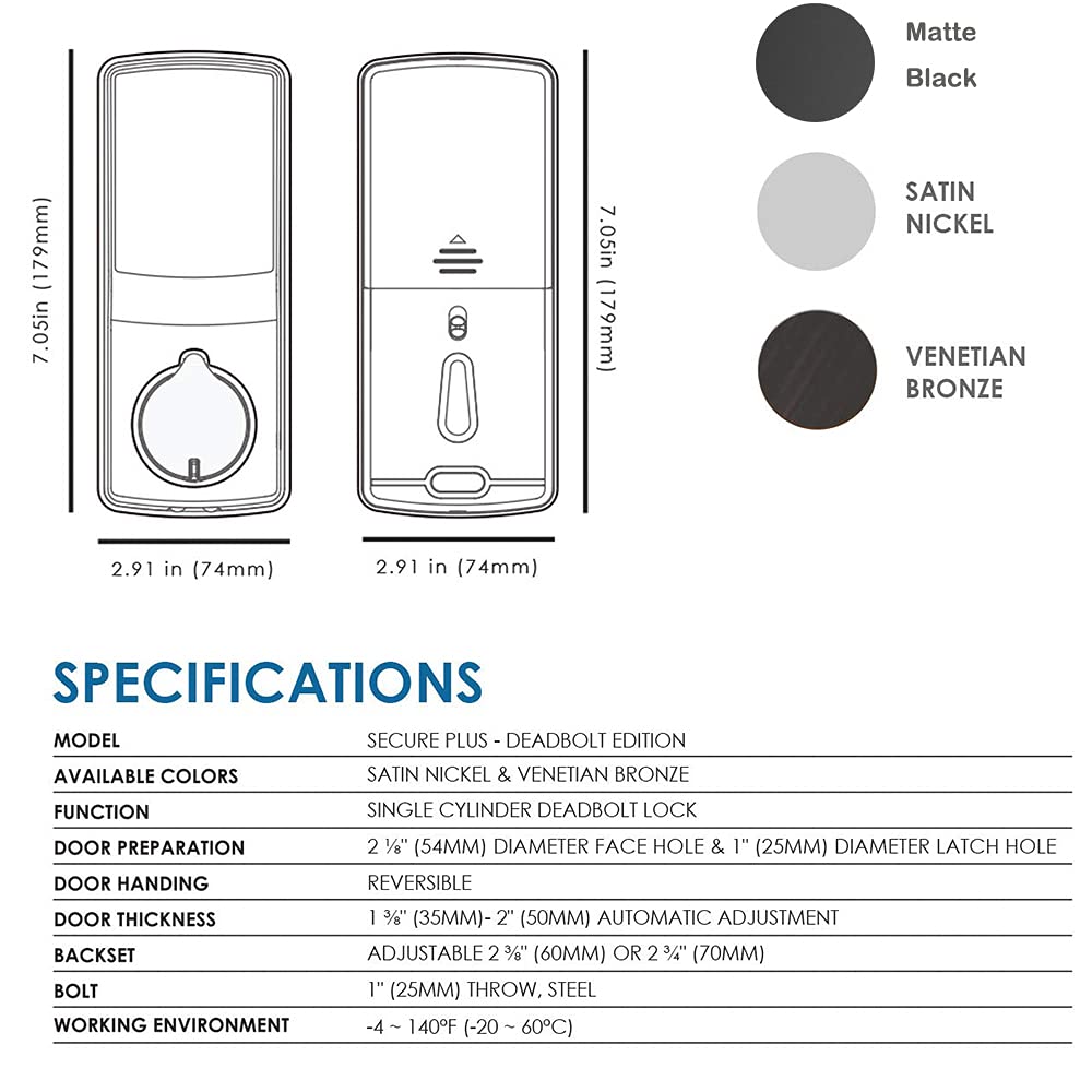Fingerprint RFID Keypad Smart Deadbolt Lock (Bluetooth App Control)