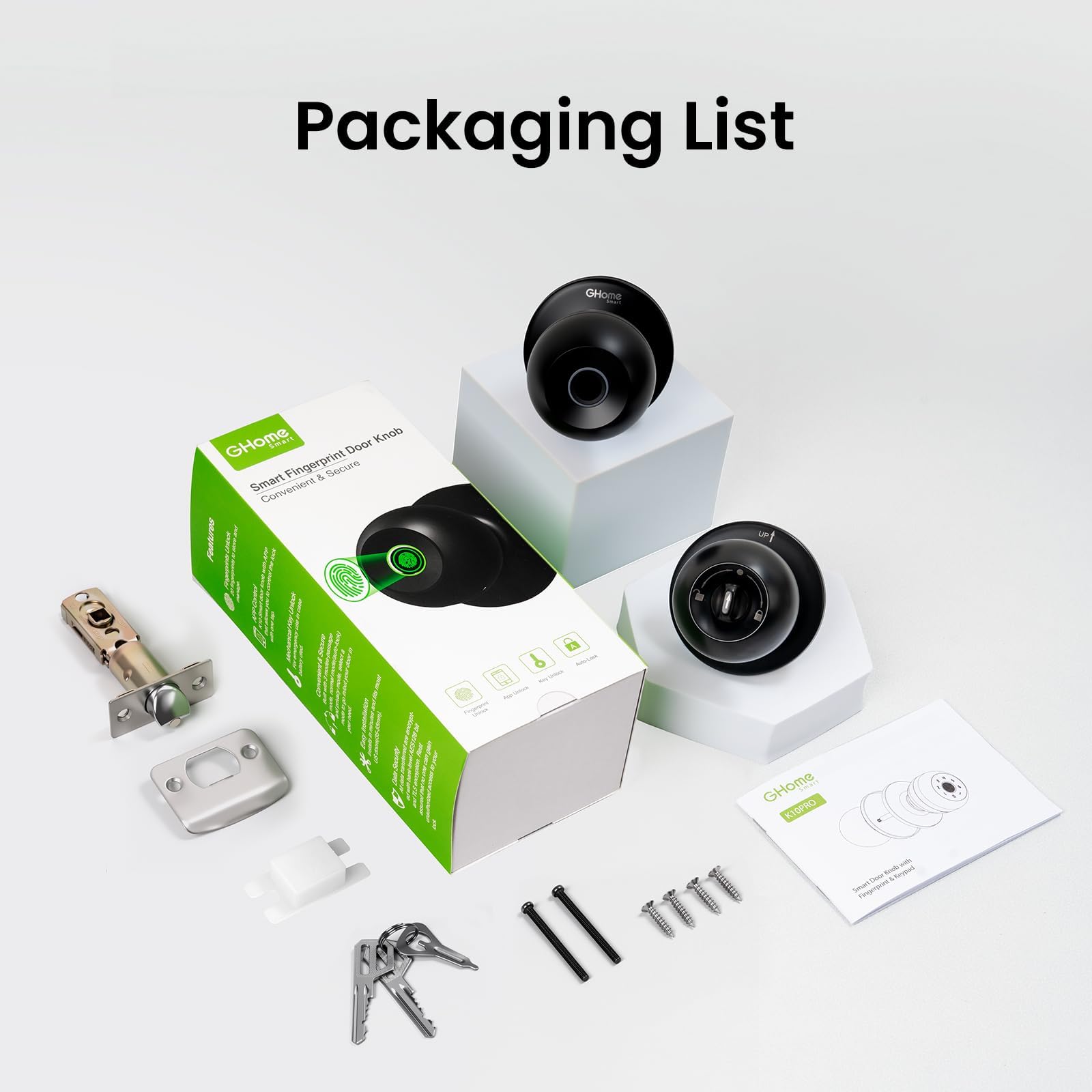 GHome Smart Door Knob Fingerprint Door Lock for Bedroom