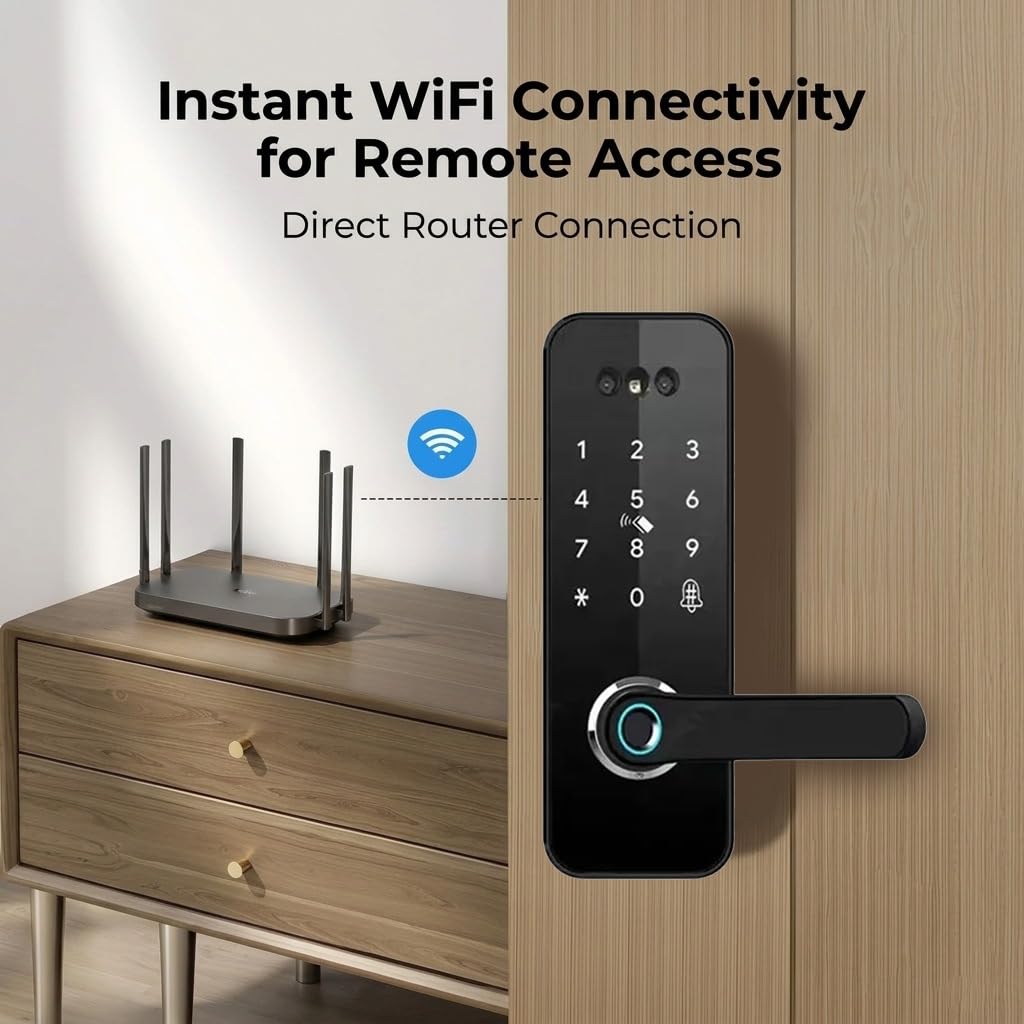 3D Face Recognition Smart Door Lock with Camera, Keyless Entry Fingerprint Passcode App Control, Auto-Lock Deadbolt