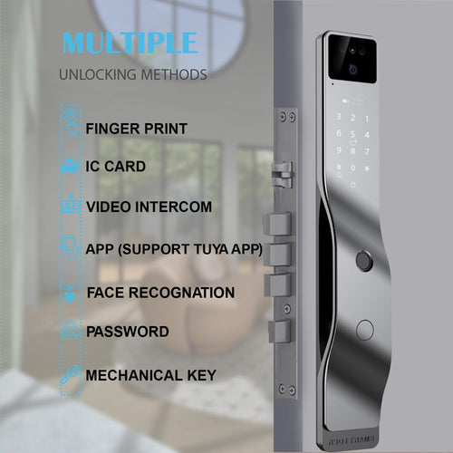 3D Face Recognition Smart Door Lock with Camera, Palm Vein Fingerprint Keyless Entry Deadbolt, App Control, Auto-Lock