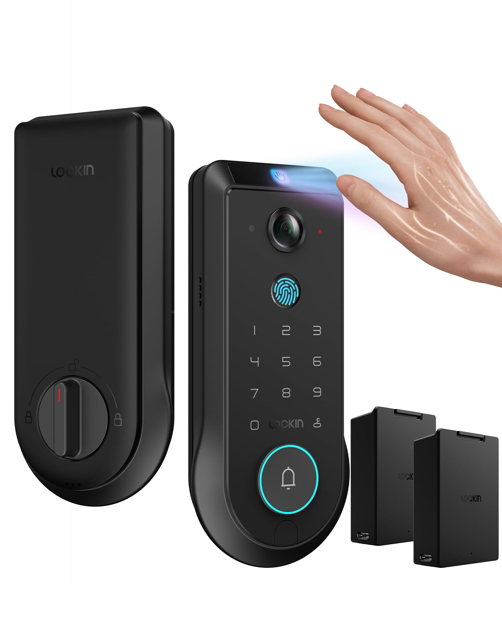 Palm Vein & Fingerprint Smart Deadbolt Lock (WiFi App Control + Doorbell)