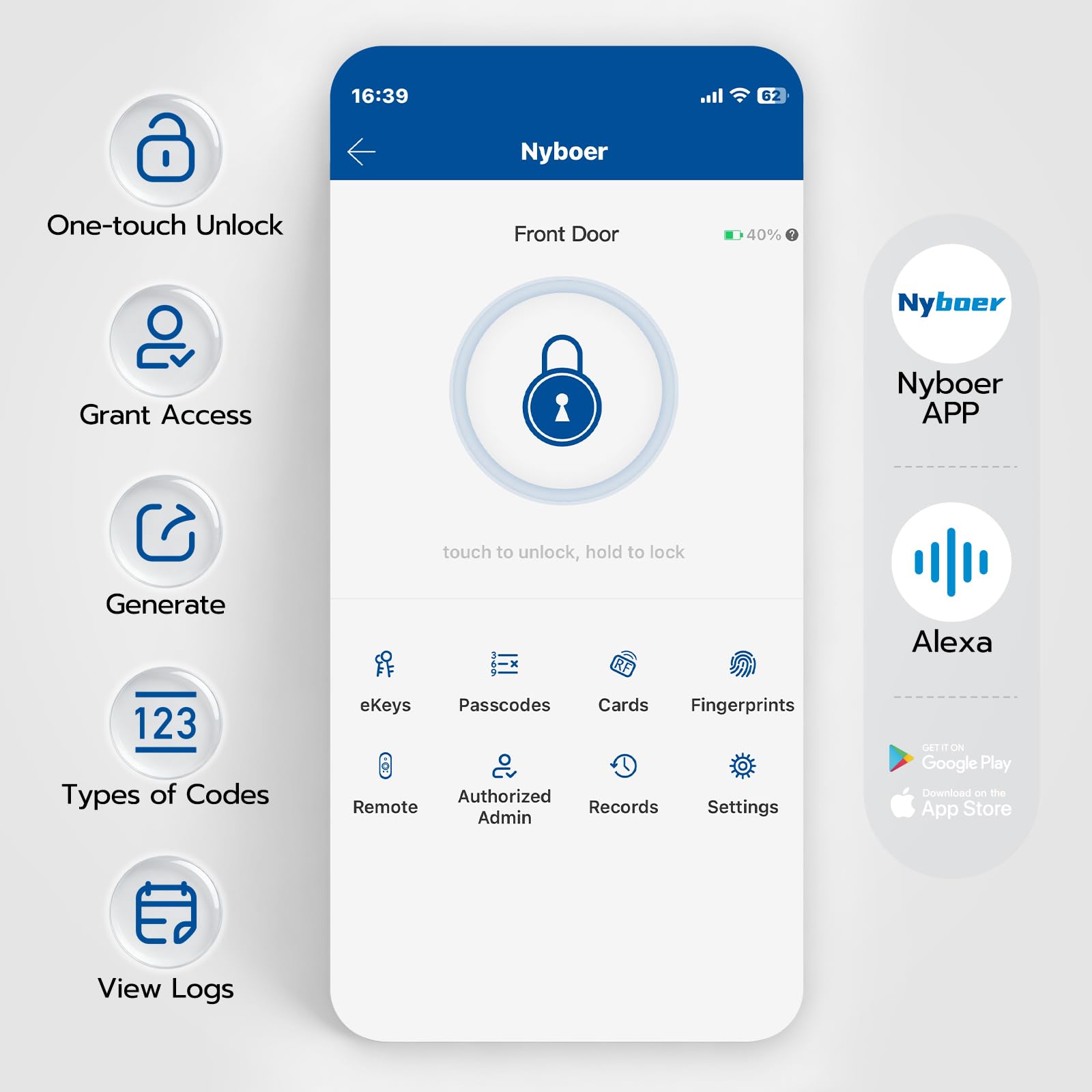Smart Door Lock with Handle & Camera, WiFi Fingerprint Keyless Entry, Digital Keypad Passcode Lock