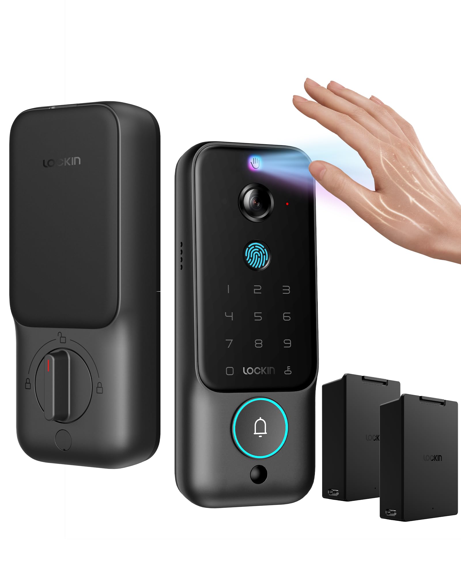 Smart Lock with Palm Vein & Fingerprint Keyless Entry, WiFi Built-in, Doorbell, App Remote Control