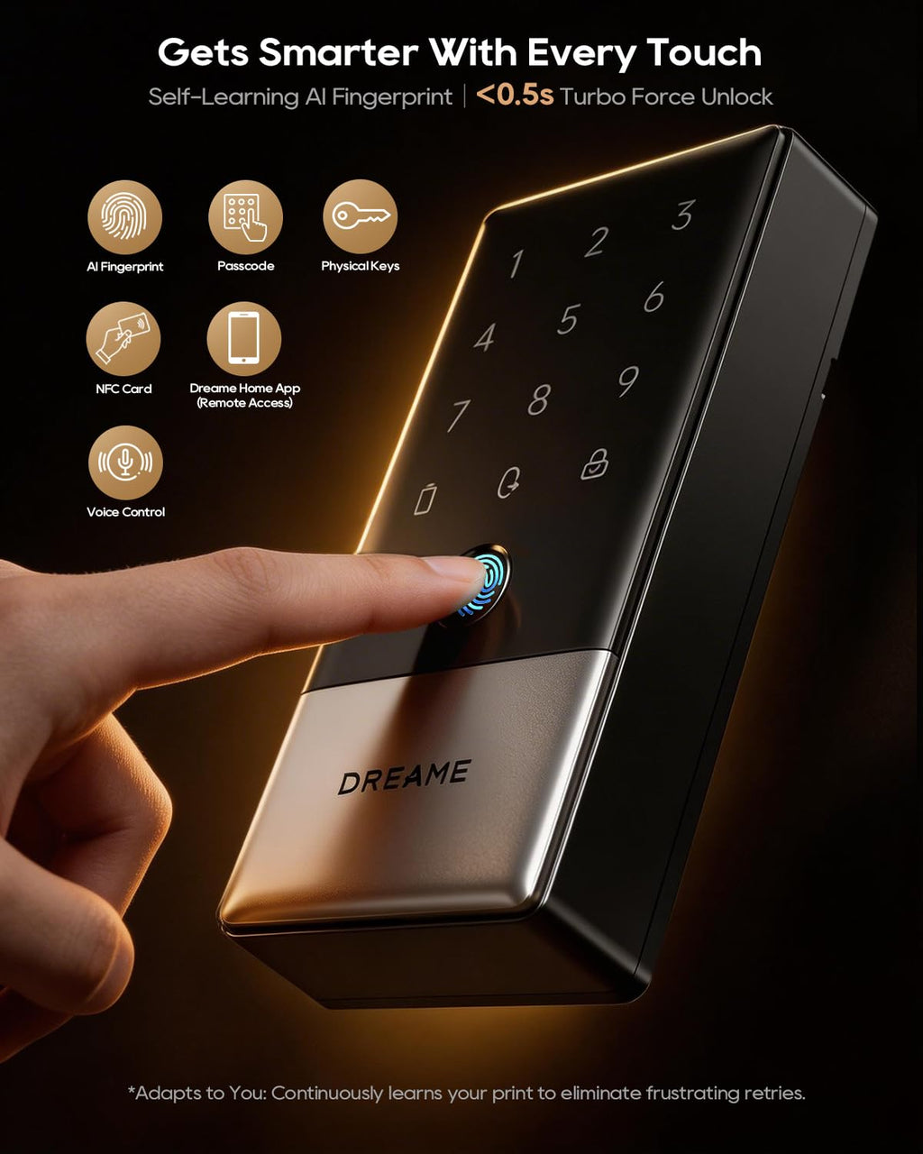 Smart Fingerprint Deadbolt Lock, WiFi Keyless Entry, App Control, Apple Home Alexa Google Compatible, Auto Unlock