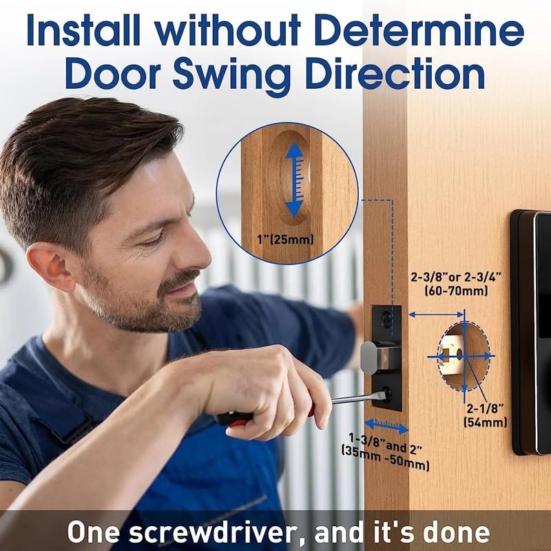 Touchscreen Keypad Smart Door Lock (Password + App Keyless Entry)