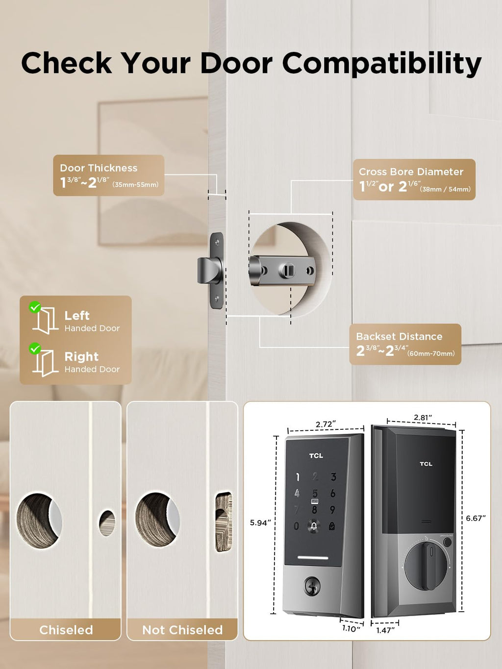 Smart Fingerprint Deadbolt Lock with Keypad, App Control, Auto-Lock, Alexa & Google Compatible