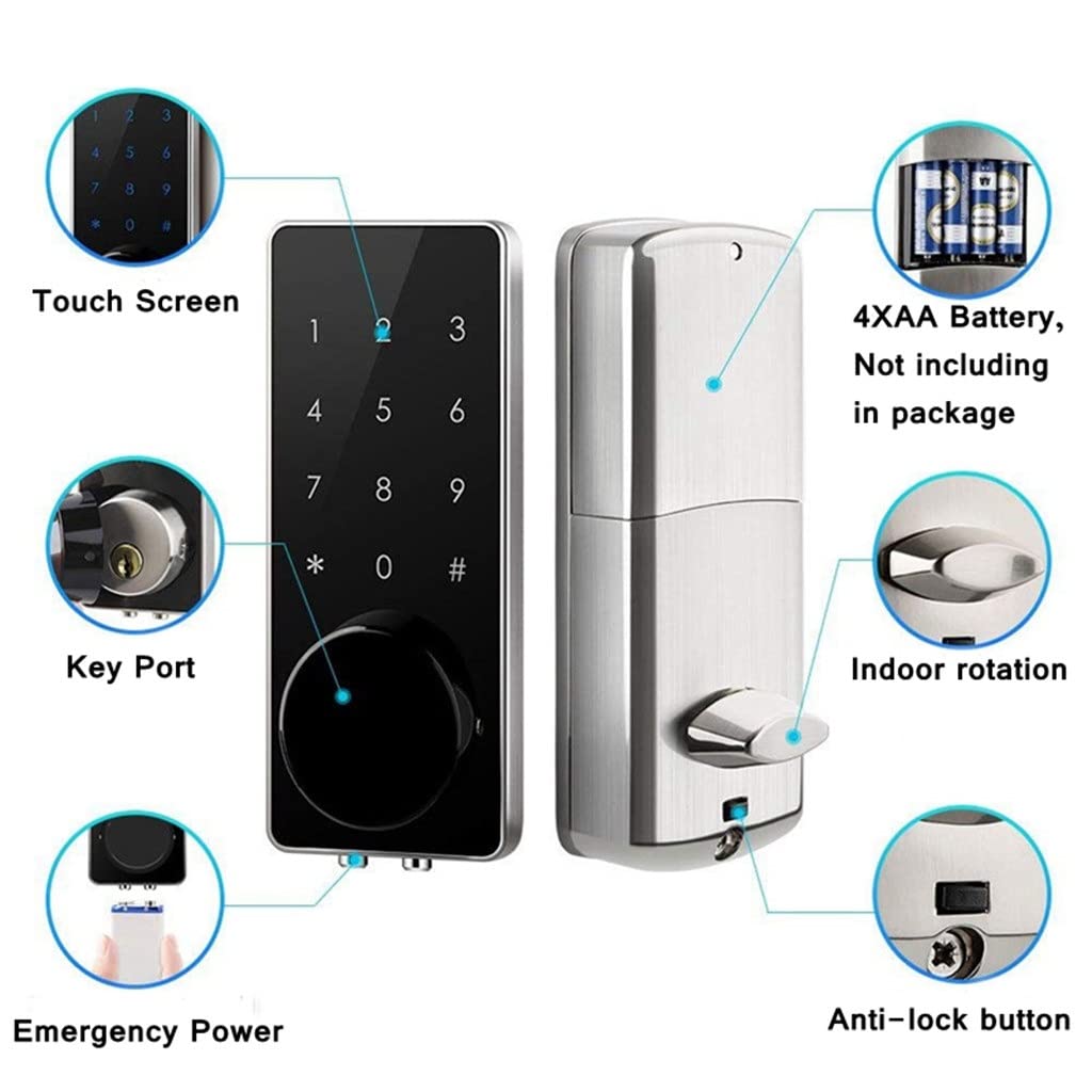 Touchscreen Keypad Smart Door Lock (Password + IC Card + Mechanical Key)