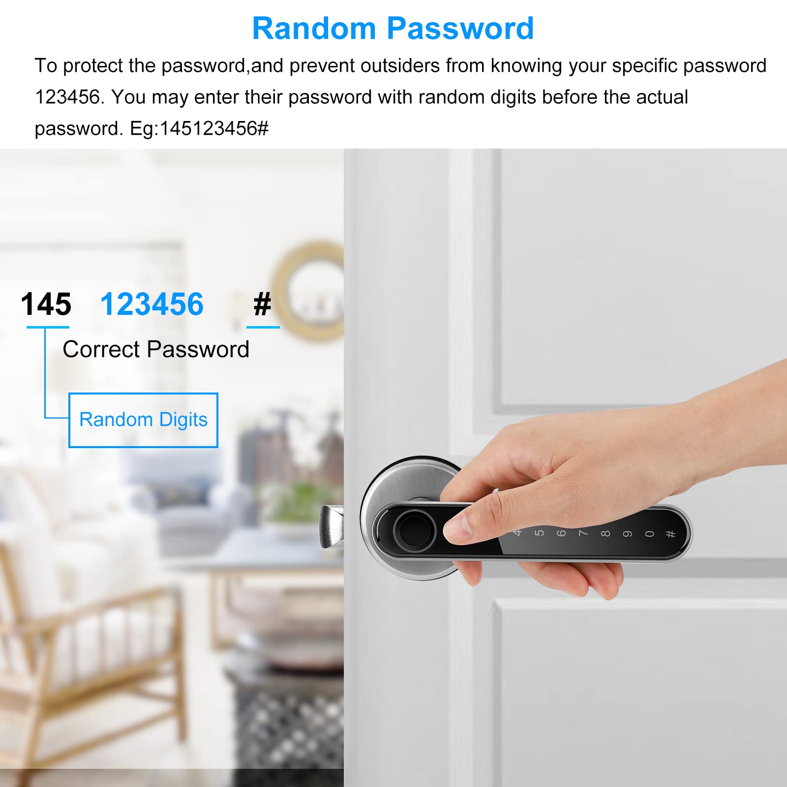 WiFi Fingerprint Smart Lever Door Lock (TTLock App Keypad Handle Lock)