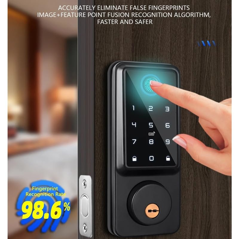 Waterproof Fingerprint Smart Deadbolt Lock (Keypad Entry)