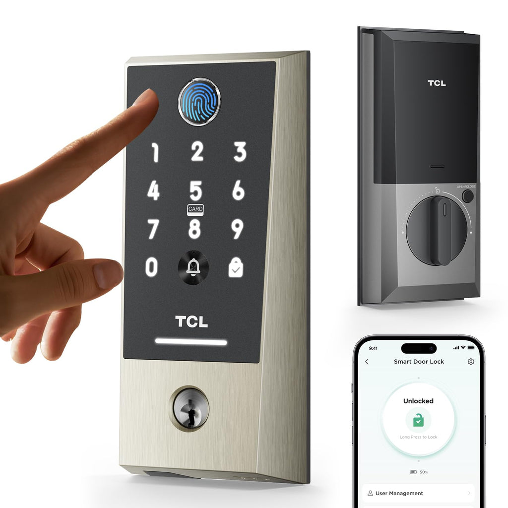 Smart Fingerprint Deadbolt Lock with Keypad, App Control, Auto-Lock, Alexa & Google Compatible