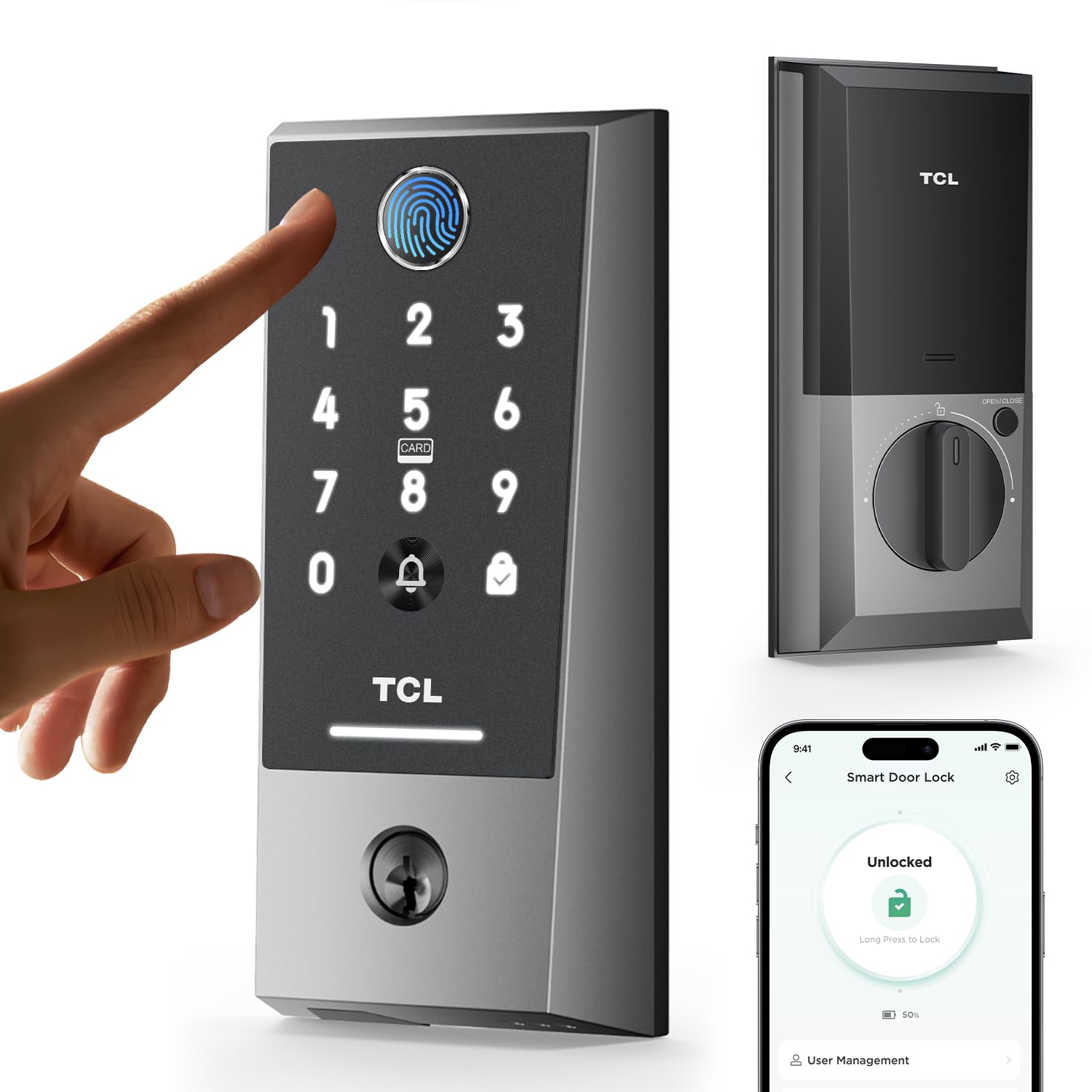 Smart Fingerprint Deadbolt Lock with Keypad, App Control, Auto-Lock, Alexa & Google Compatible