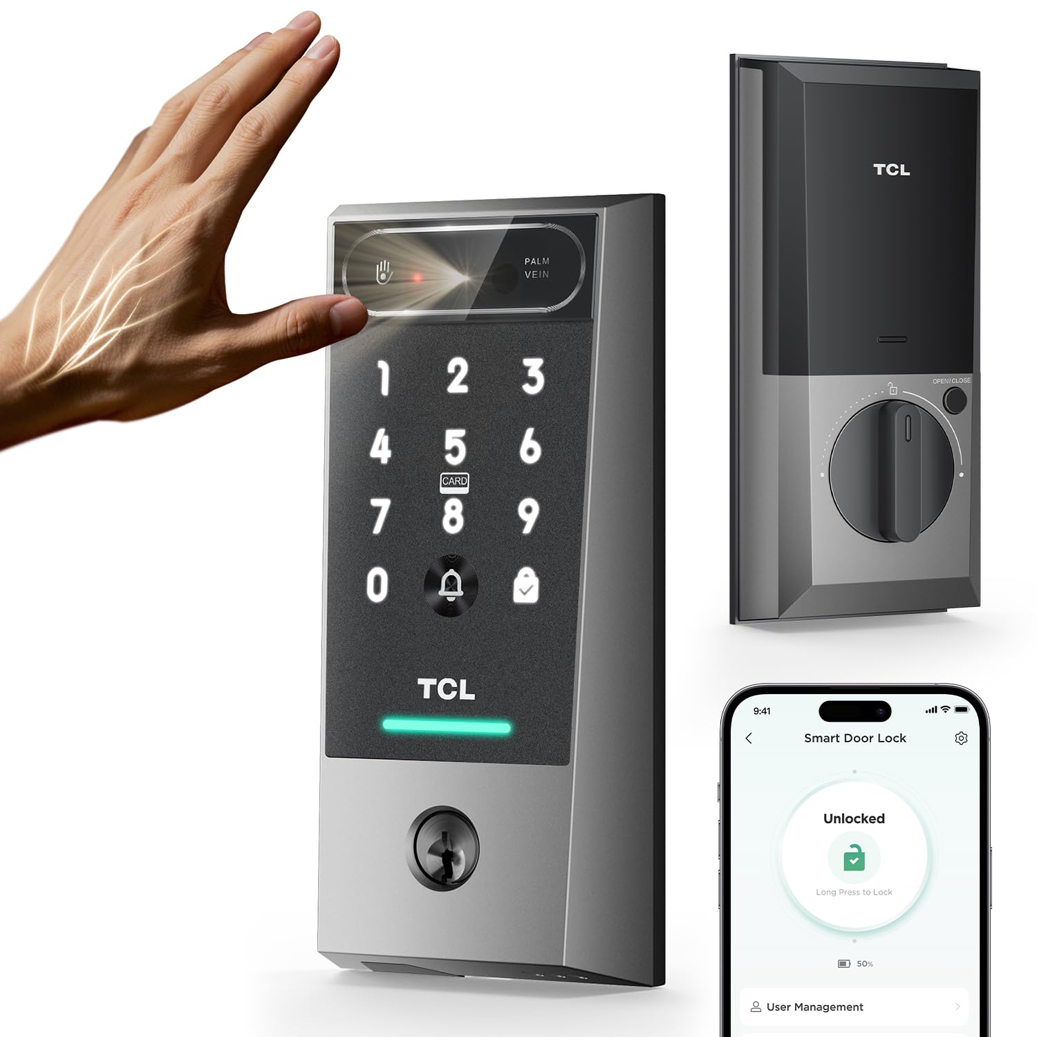 Smart Fingerprint Deadbolt Lock with Keypad, App Control, Auto-Lock, Alexa & Google Compatible