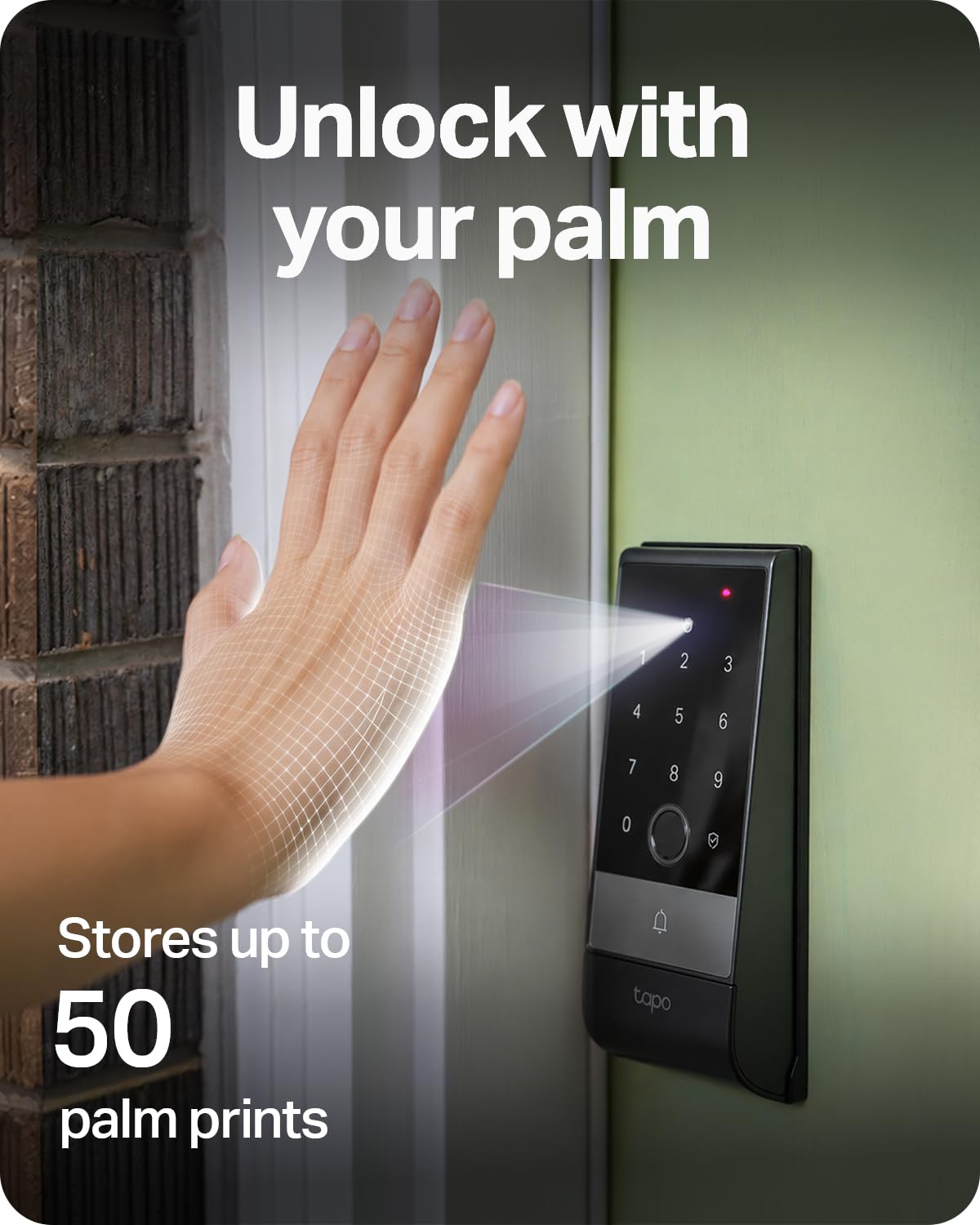WiFi Palm & Fingerprint Smart Deadbolt Lock (Tapo App Control, Auto-Lock)