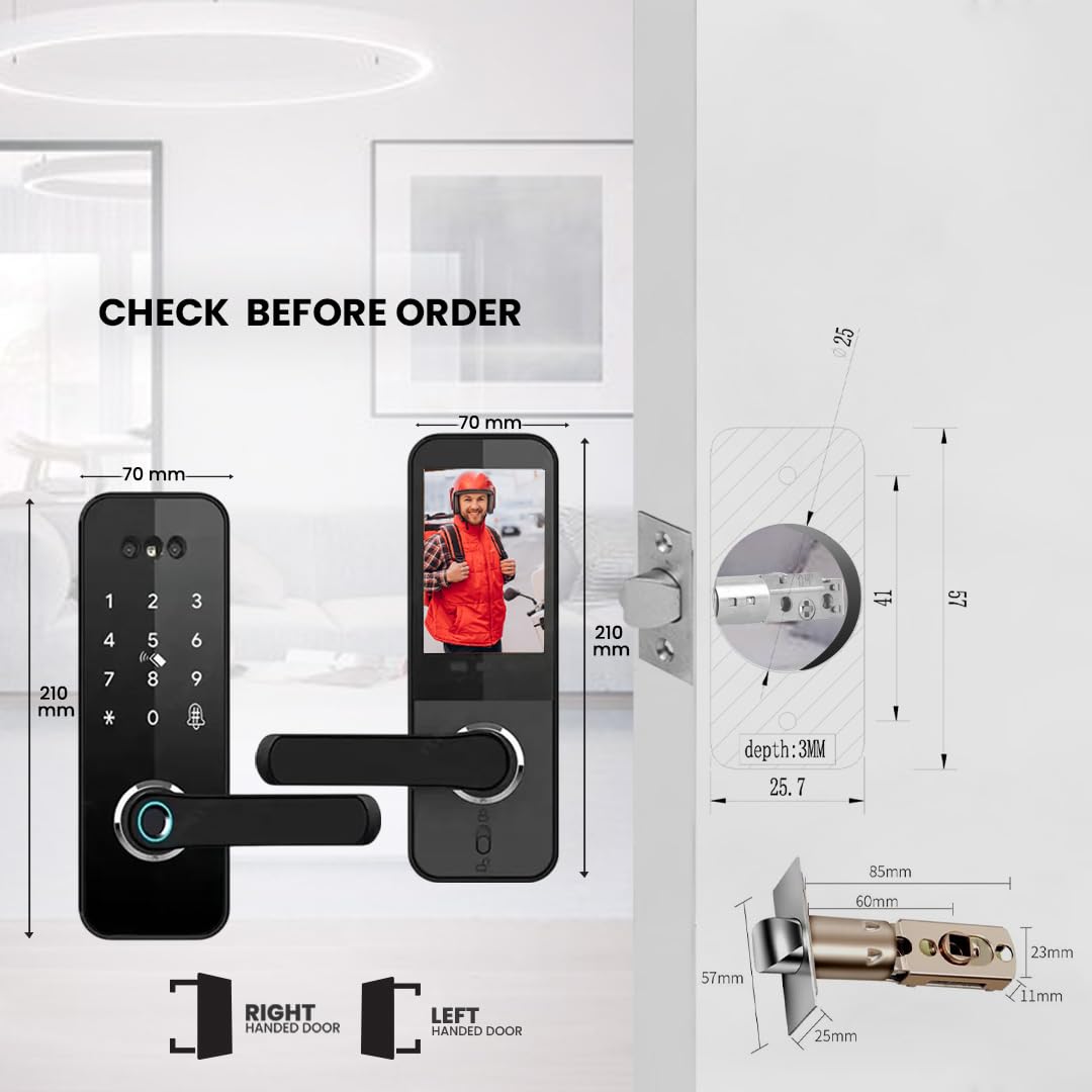 3D Face Recognition Smart Door Lock with Camera, Keyless Entry Fingerprint Passcode App Control, Auto-Lock Deadbolt