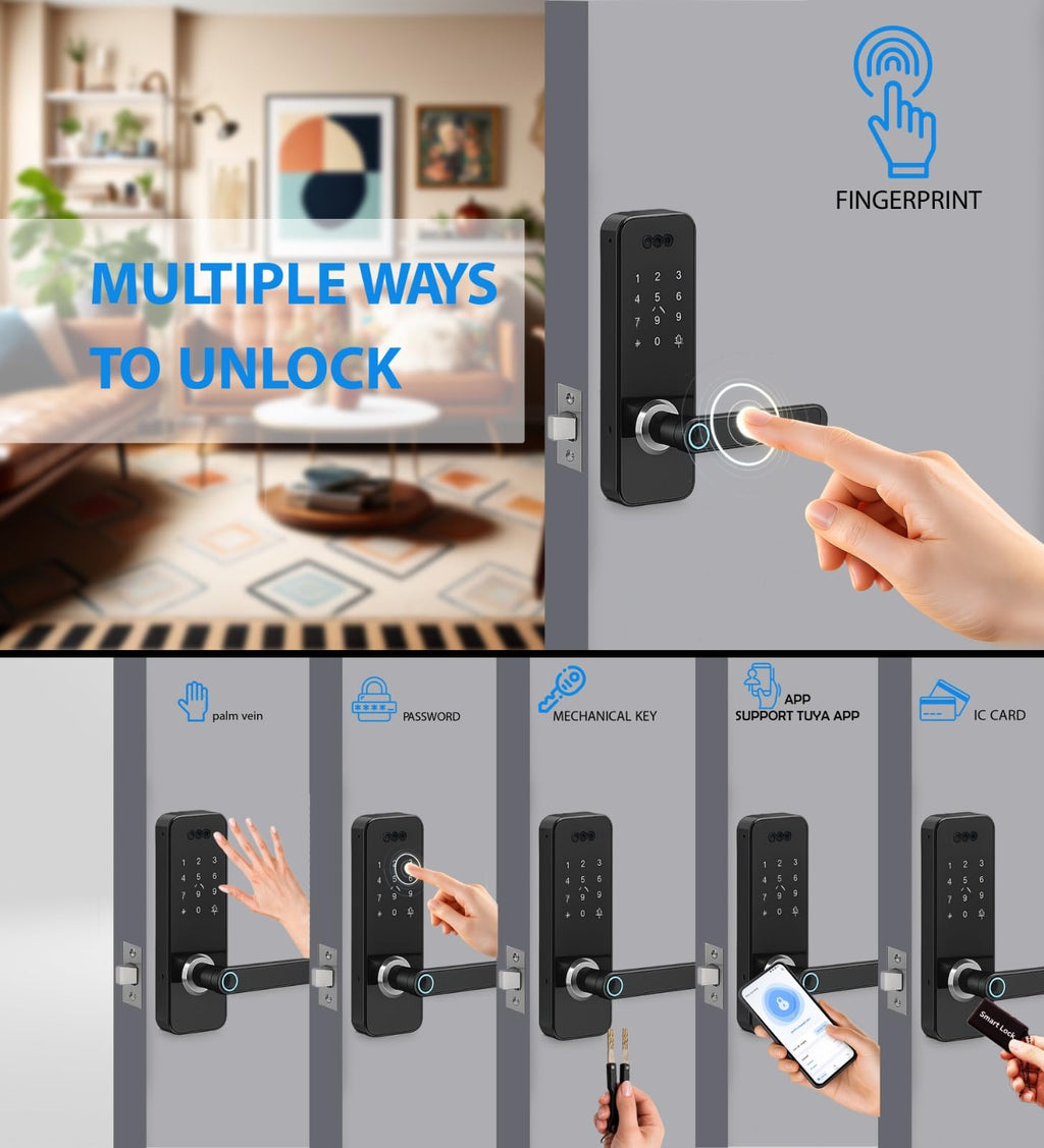 3D Face Recognition Smart Door Lock with Camera, Keyless Entry Fingerprint Passcode App Control, Auto-Lock Deadbolt