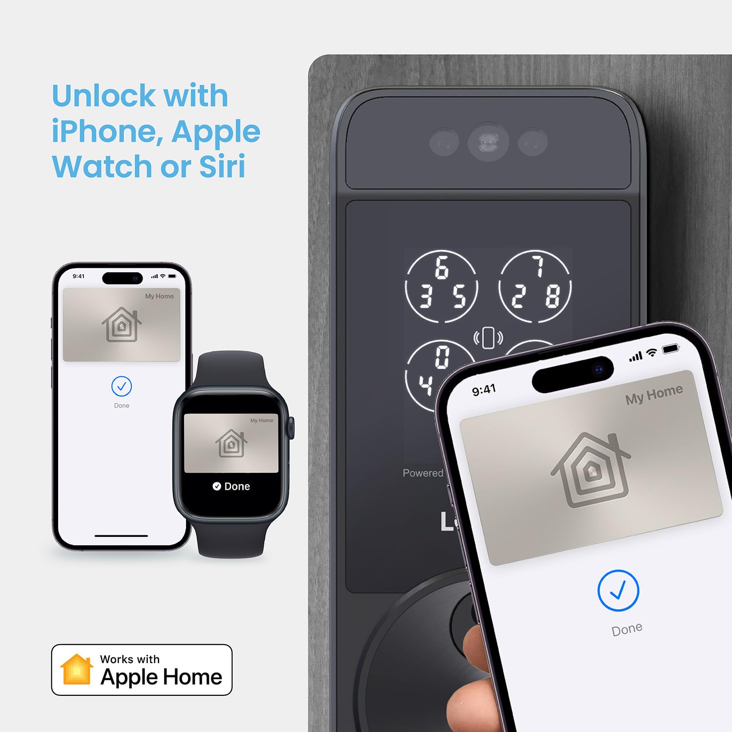 Smart Lock with Facial Recognition & Fingerprint Keyless Entry, WiFi Deadbolt, App Control, Keypad, Apple Home Key