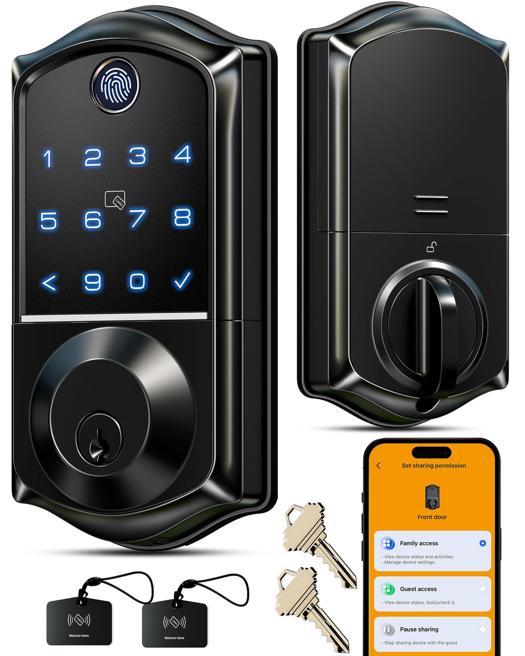 Fingerprint Smart Door Lock (7-in-1 Keyless Entry: App Control, Touchscreen, Auto Lock)
