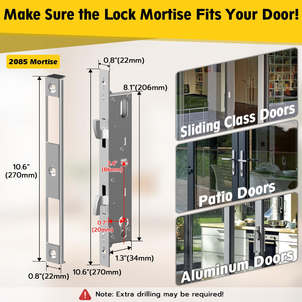 Sliding Glass Door Smart Lock (Fingerprint RFID Keypad App Control Handle Lock)