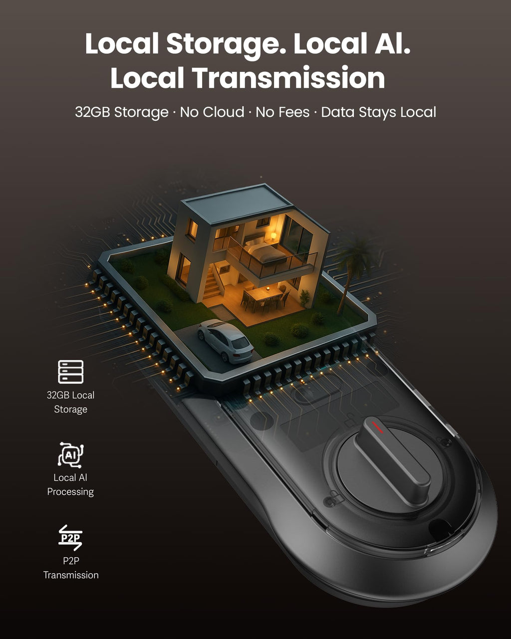 Palm Vein & Fingerprint Smart Deadbolt Lock (WiFi App Control + Doorbell)