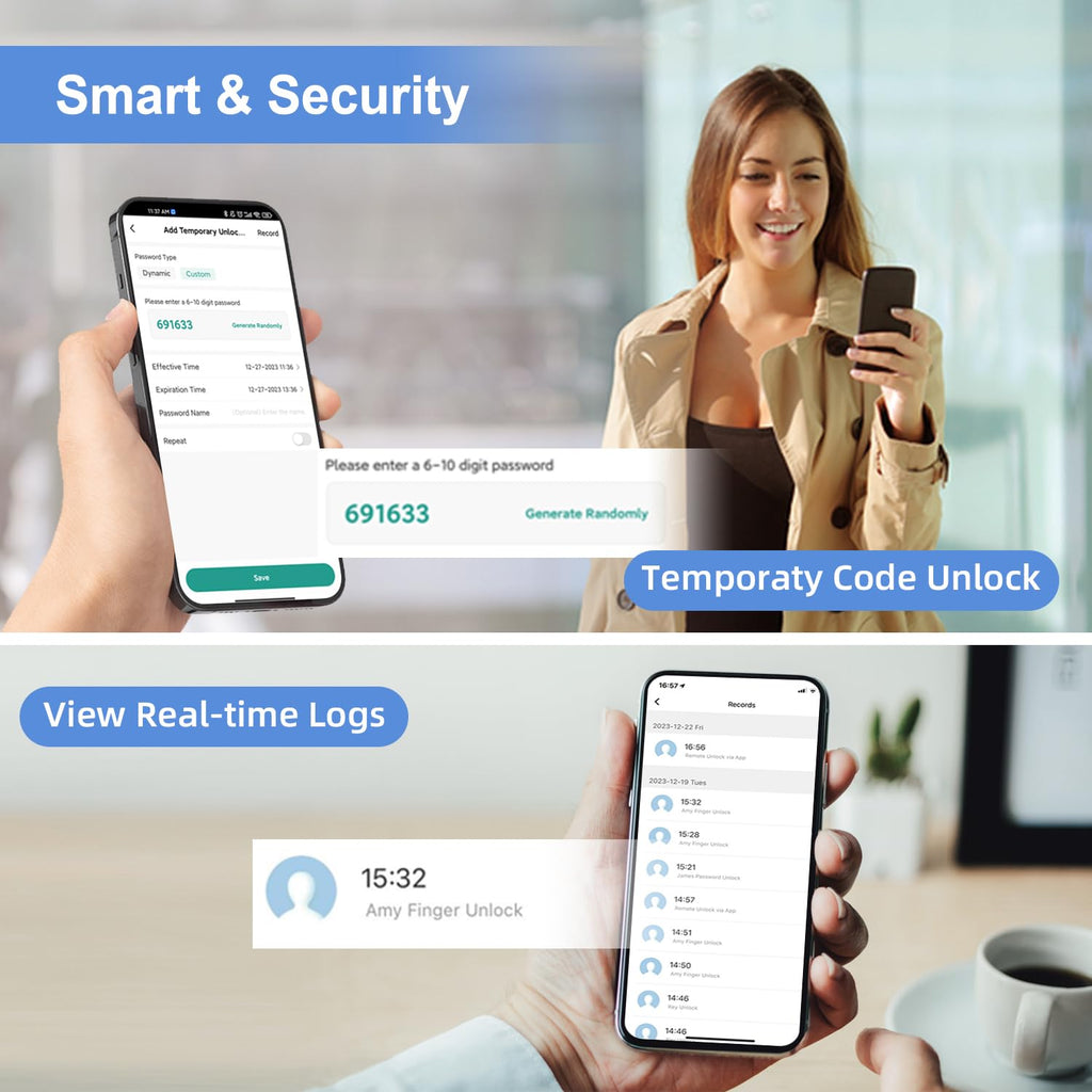 Smart Glass Door Fingerprint Keypad Lock (App Control, Sliding Door Use)