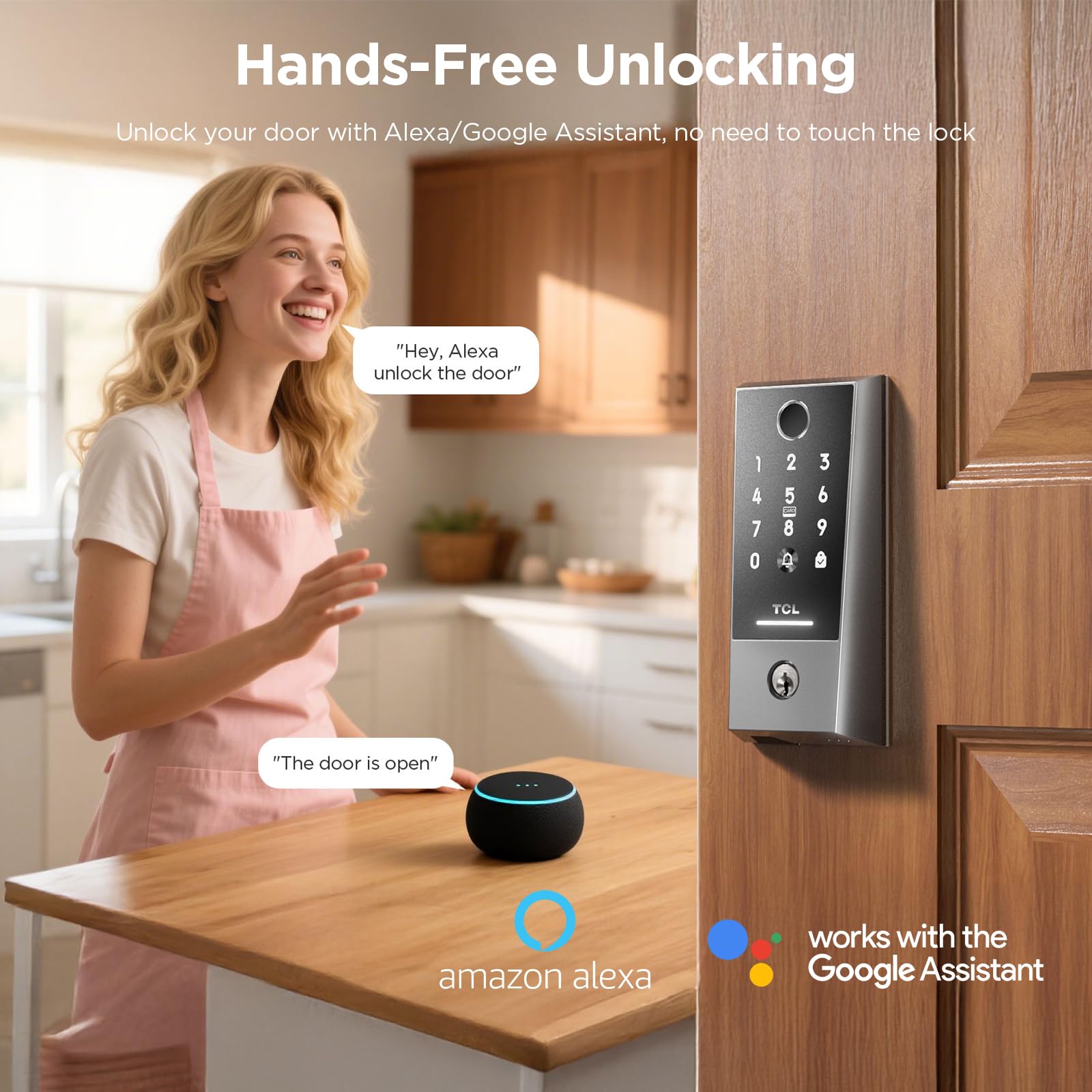 Fingerprint Keypad Deadbolt Smart Lock with Doorbell (App & Voice Control)