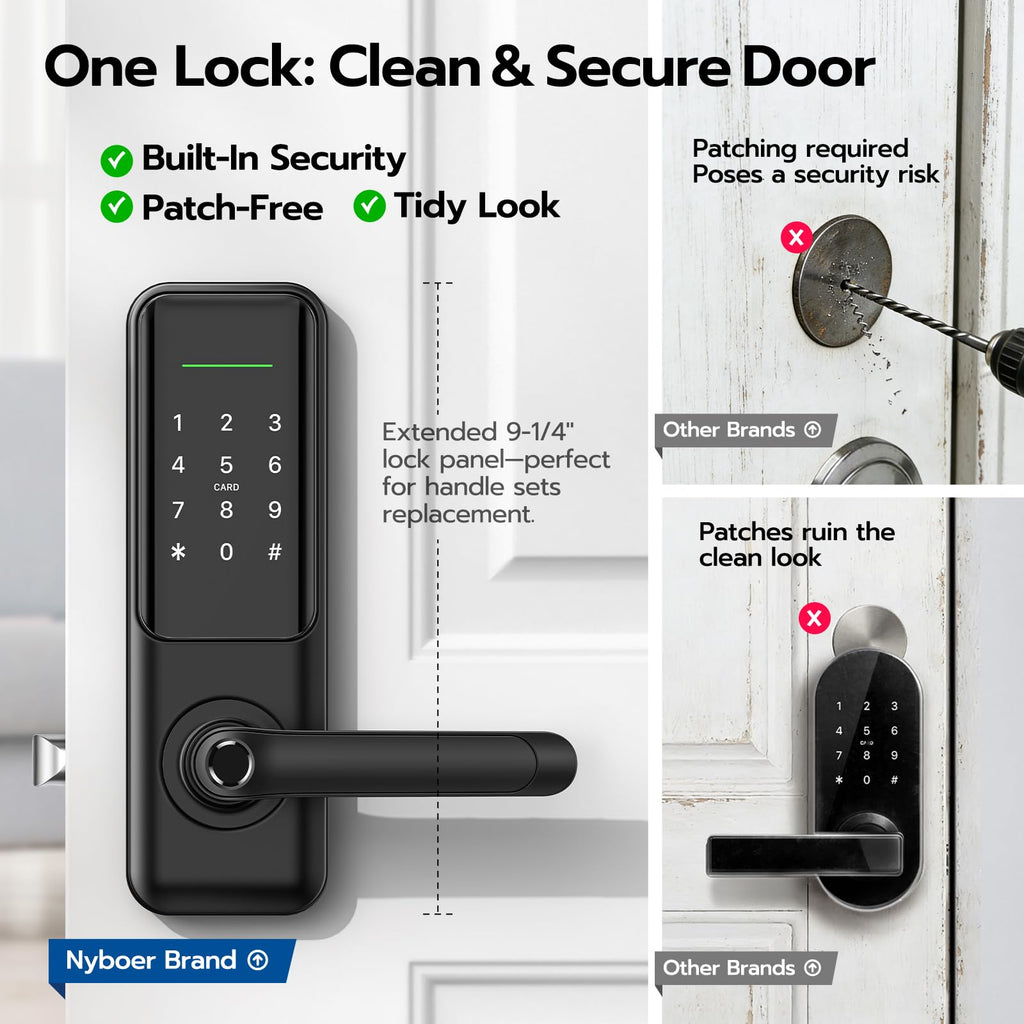 Smart Door Lock with Handle & Camera, WiFi Fingerprint Keyless Entry, Digital Keypad Passcode Lock