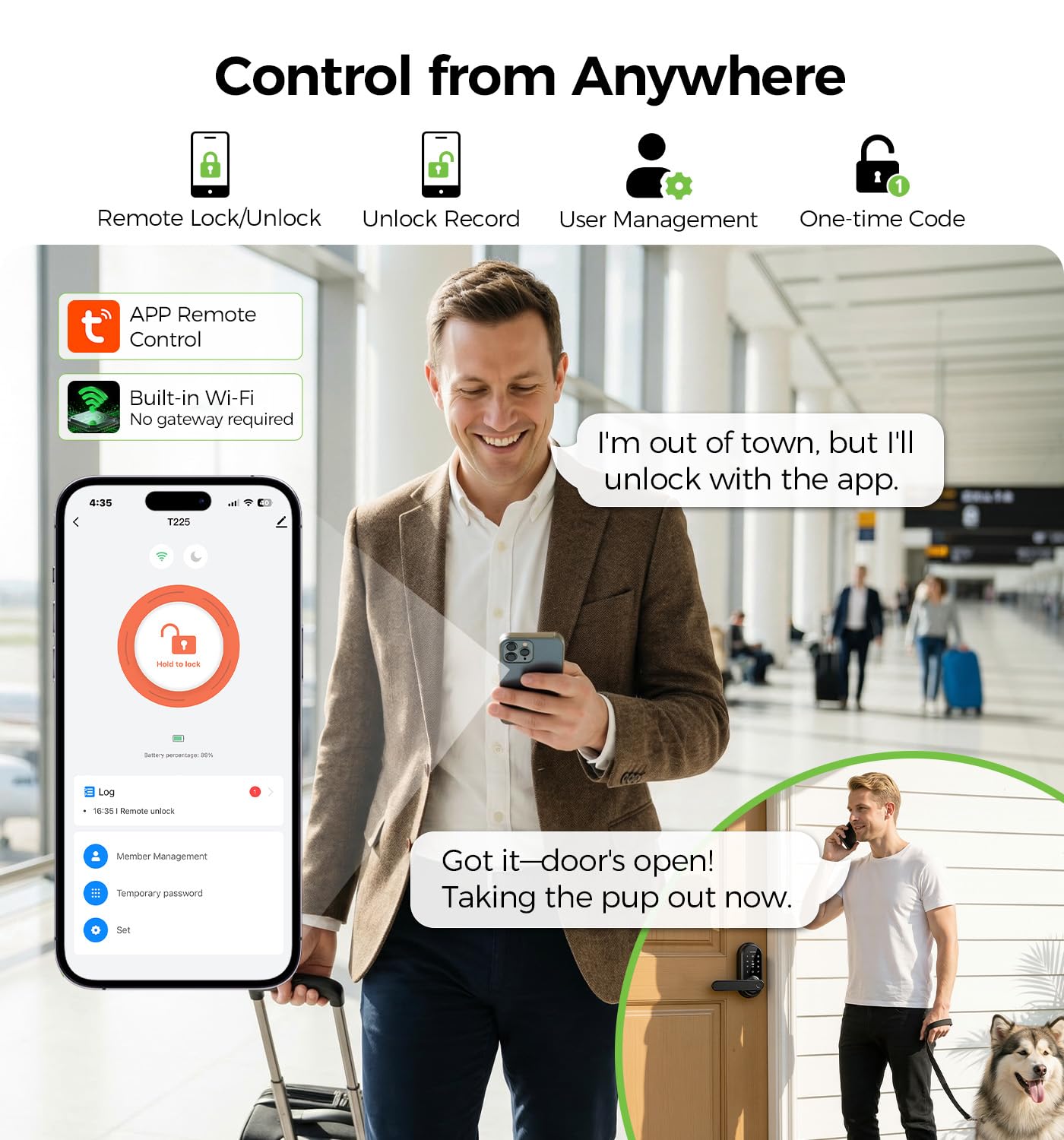WiFi Keypad Handle Smart Door Lock with Fingerprint & Voice Control