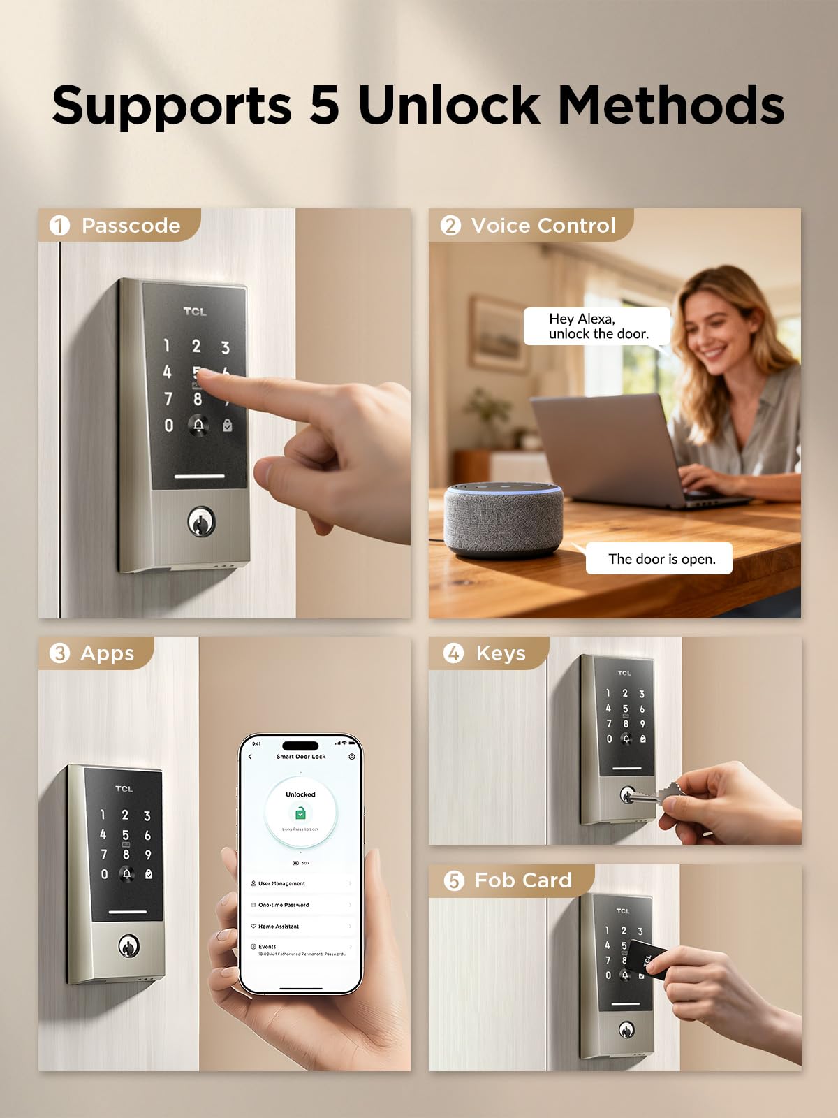 Smart Fingerprint Deadbolt Lock with Keypad, App Control, Auto-Lock, Alexa & Google Compatible
