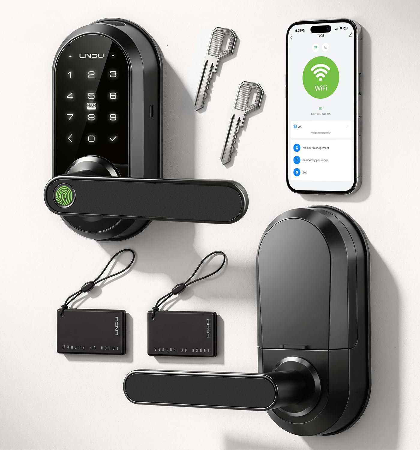 WiFi Keypad Handle Smart Door Lock with Fingerprint & Voice Control
