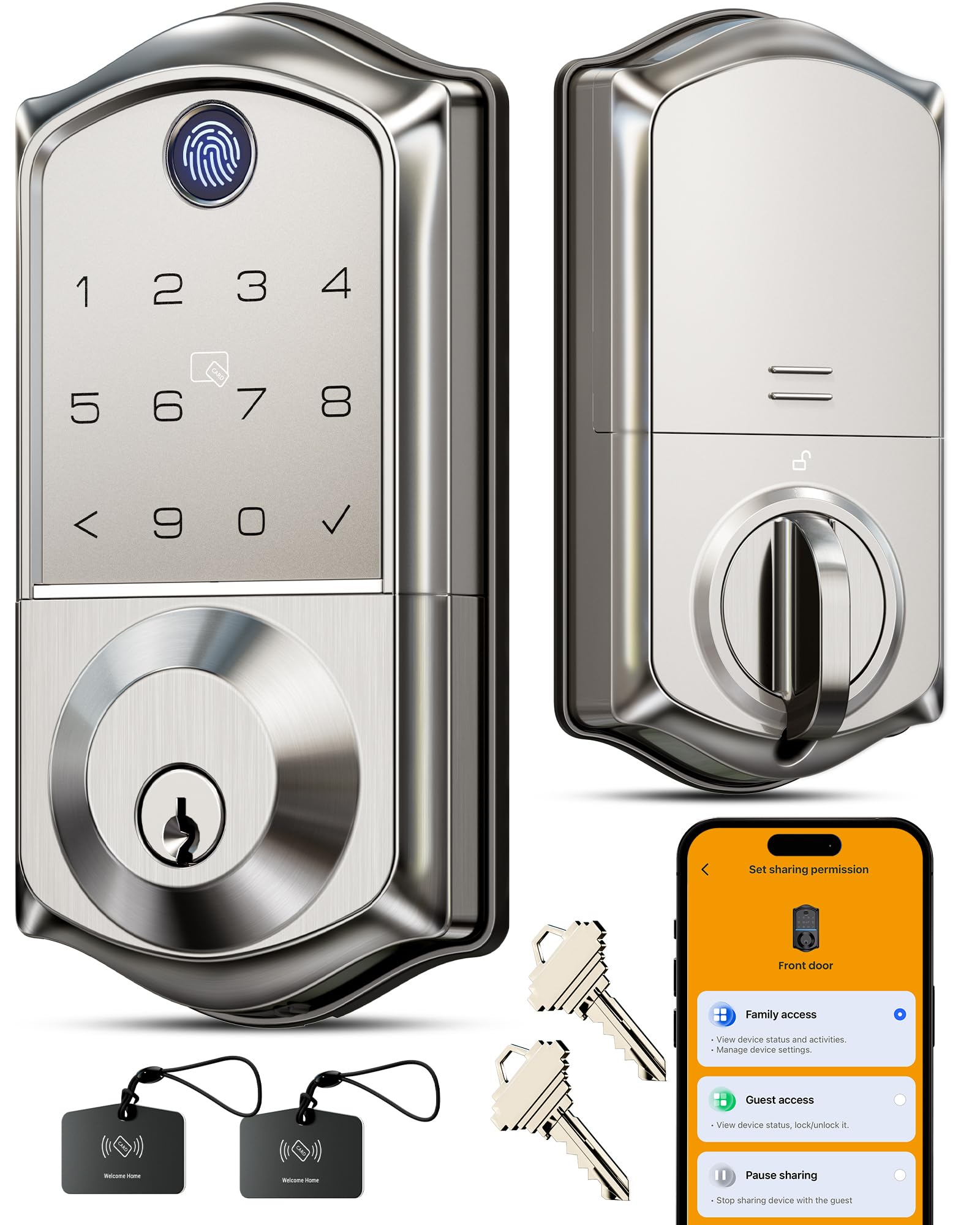 Fingerprint Smart Door Lock (7-in-1 Keyless Entry: App Control, Touchscreen, Auto Lock)