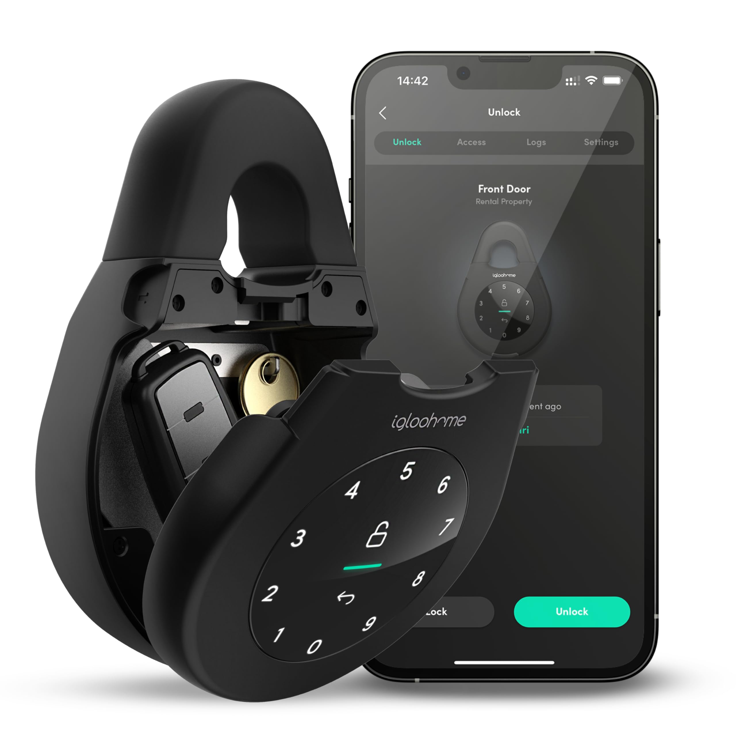 Smart Key Lock Box, Bluetooth Key & PIN Code Access, Airbnb Sync App Control