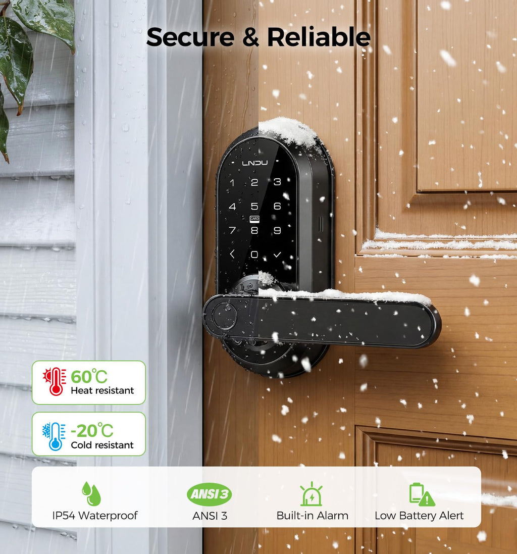 WiFi Keypad Handle Smart Door Lock with Fingerprint & Voice Control