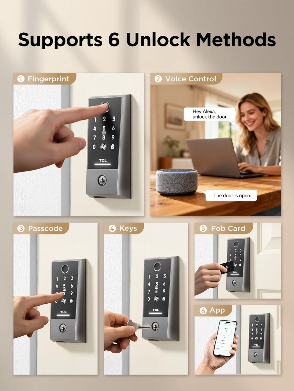 Fingerprint Keypad Deadbolt Smart Lock with Doorbell (App & Voice Control)