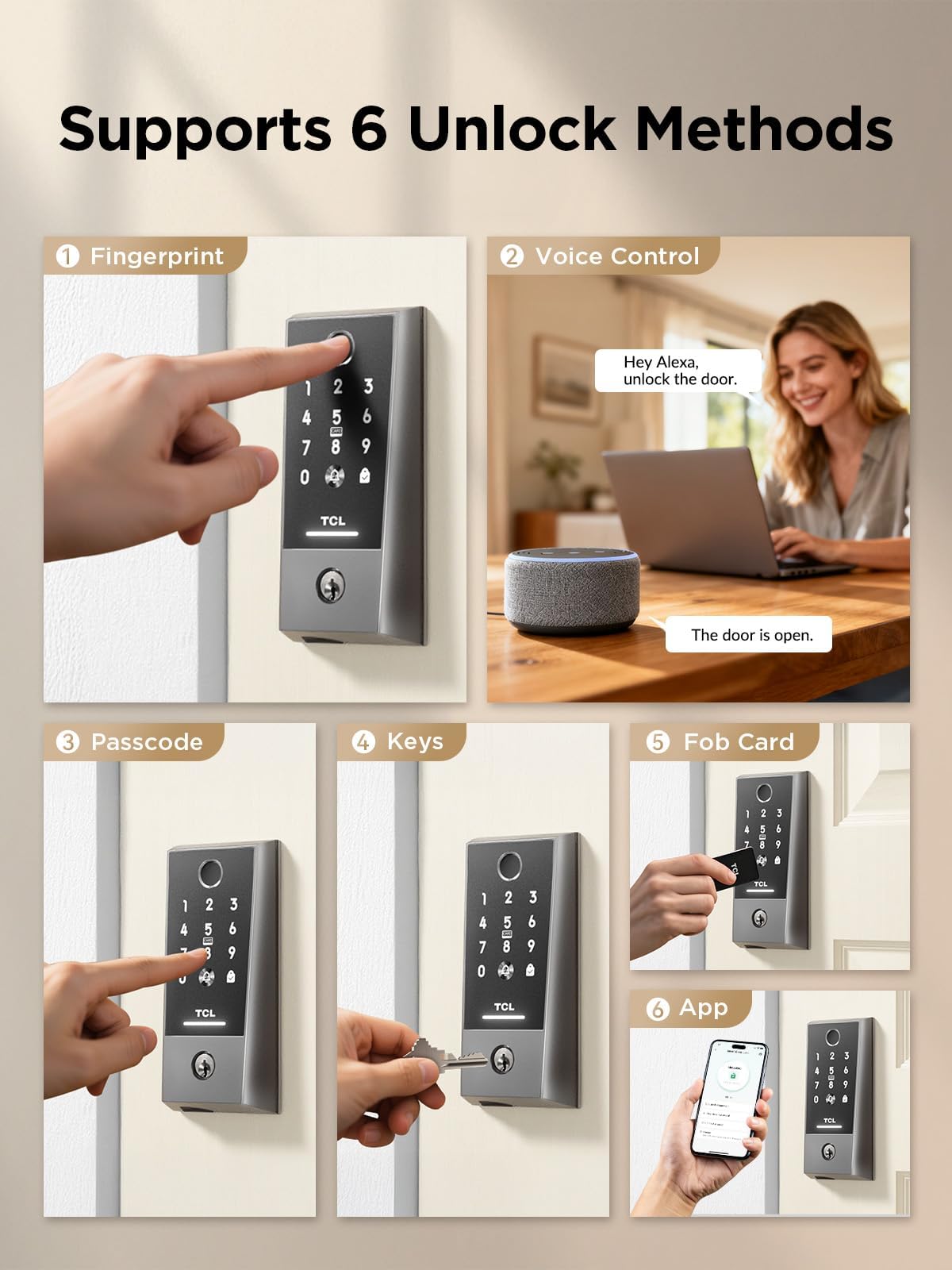 Fingerprint Keypad Deadbolt Smart Lock with Doorbell (App & Voice Control)