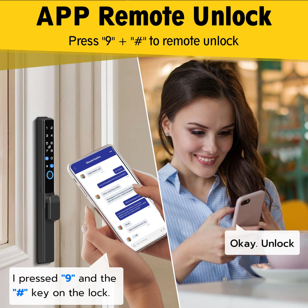 Sliding Glass Door Smart Lock (Fingerprint RFID Keypad App Control Handle Lock)