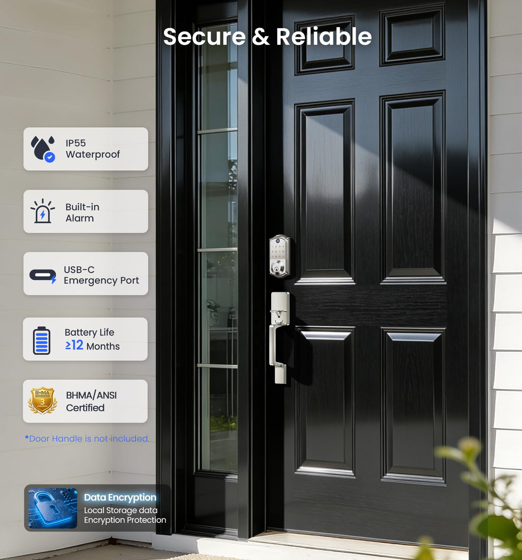 Fingerprint Smart Door Lock (7-in-1 Keyless Entry: App Control, Touchscreen, Auto Lock)