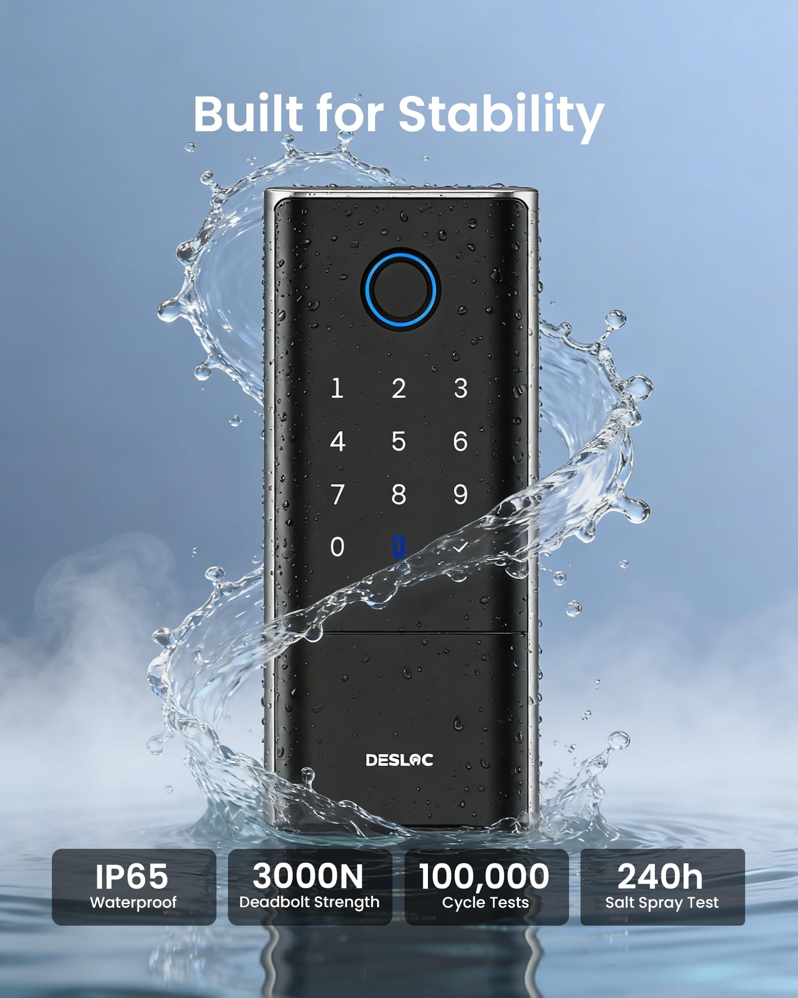 Fingerprint Smart Deadbolt Lock, WiFi Keyless Entry, App Control, Touchscreen Keypad, Long Battery Life, Waterproof